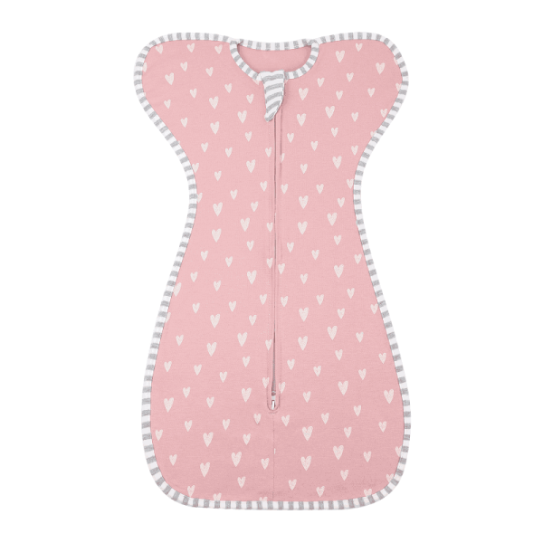 Organic Cotton Baby Sleep Sack – Sleep Sack for Sensitive Skin Pink Heart Pattern S